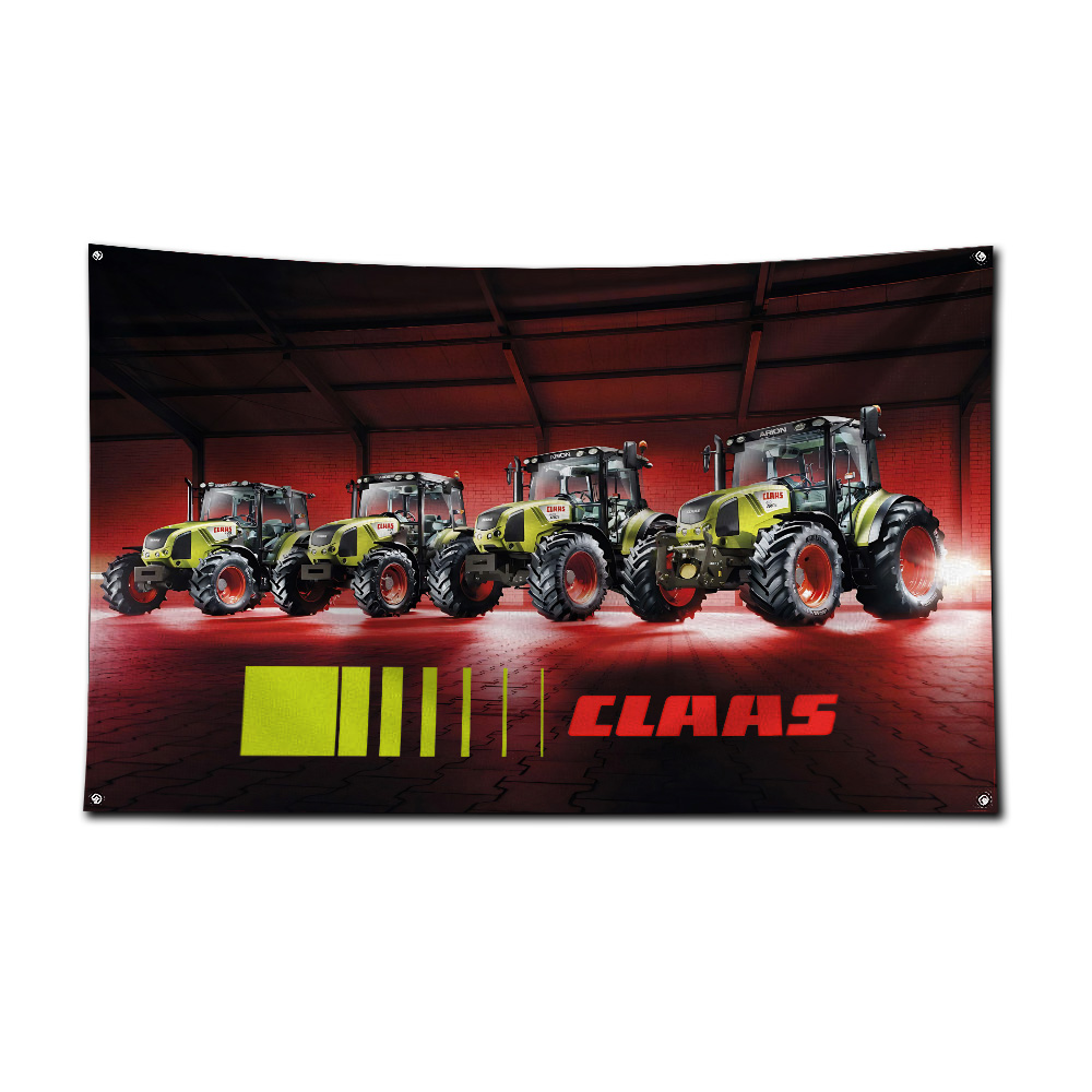Farming Agriculture Logo - Flaga z motywem traktora i kombajnu,