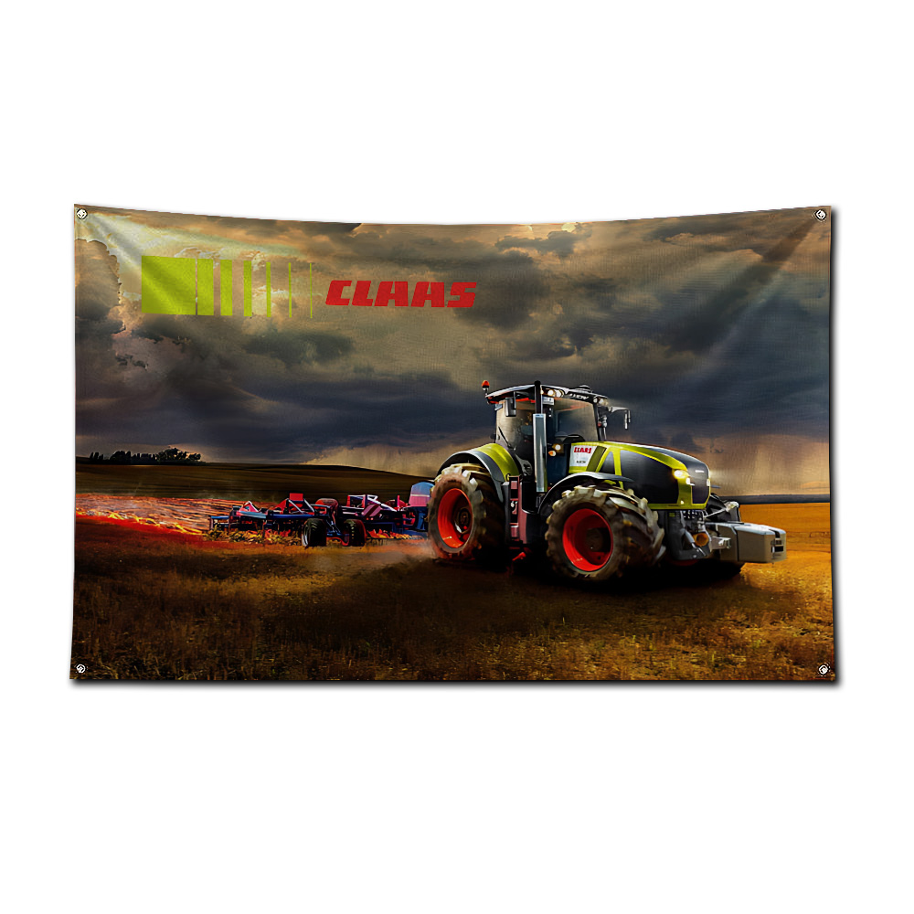 Flaga z motywem traktora i kom – Farming Agriculture Logo recenzja i cena